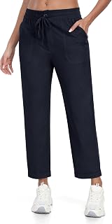 MoFiz Women's Casual Cotton Linen Trousers Lightweight Summer Linen Comfortable with Pockets