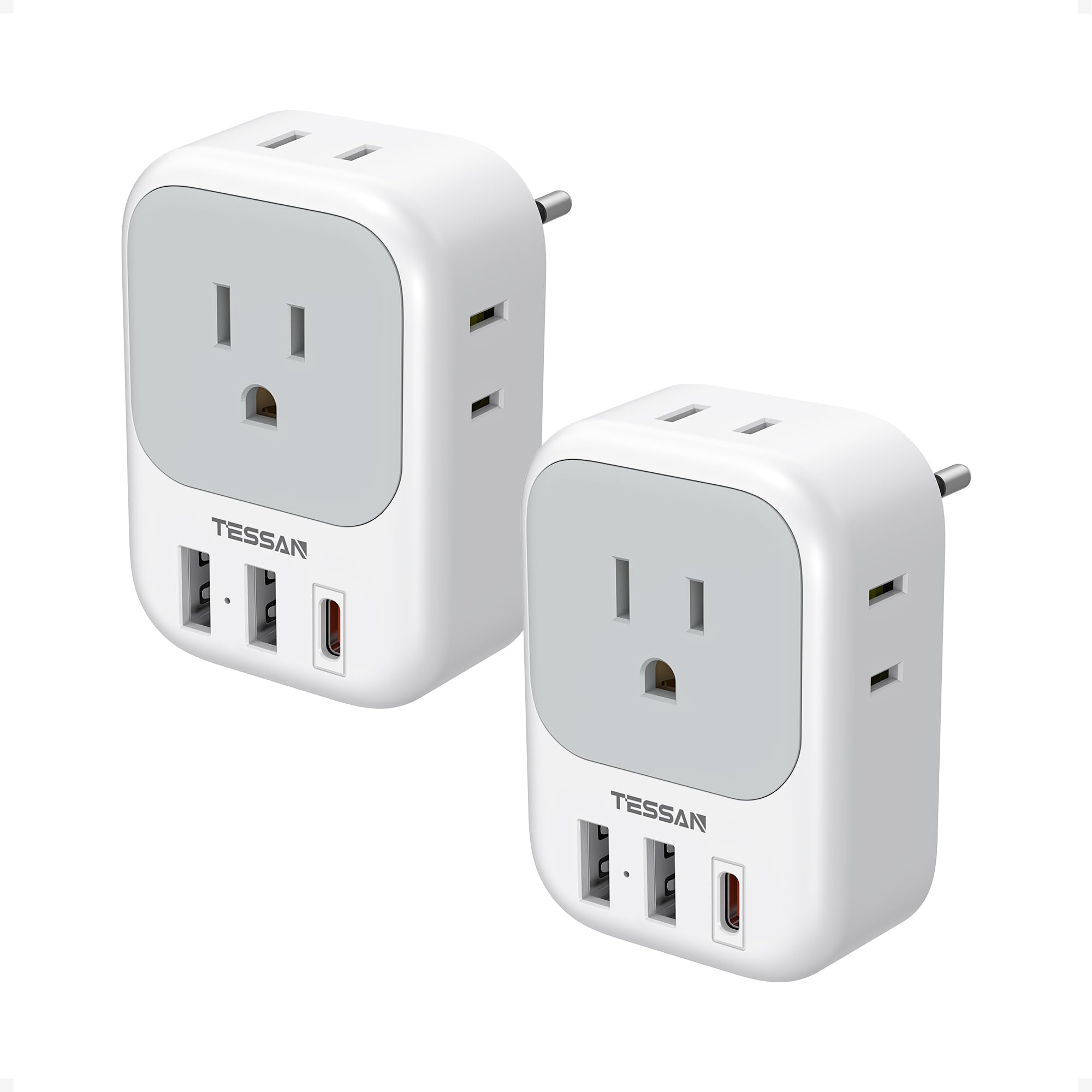 TESSAN European Travel Plug Adapter 2 Pack, Type C Plug | Not Voltage Converter,