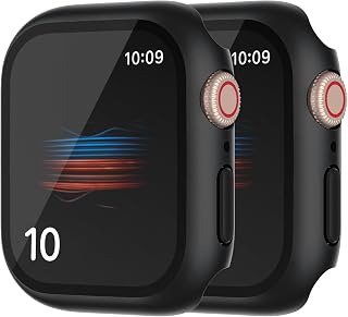 2 Pack 46mm Matte Hard Case Cover for Apple Watch Series 10 Series 10 Tempered Glass Shockproof Black Black 46mm