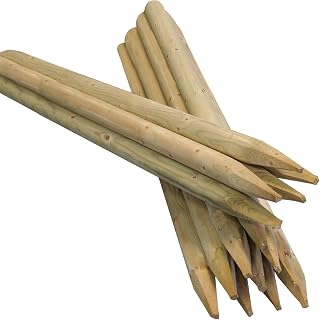 Suregreen Premium Round Wooden Posts, 10 Pack, 1.2m (4ft) x 50mm | Green Treated Wooden Stakes, For Fencing, Tree Support, Garden Borders and Landscaping Projects, Wooden Fencing Posts