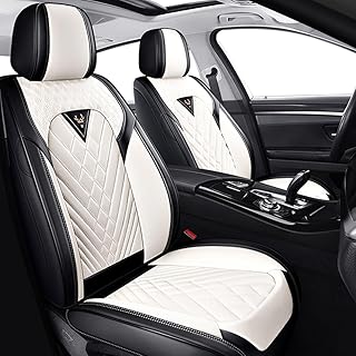 Car Seat Covers for Honda Accord 2000-2026, Premium Nappa Leather Waterproof & Anti-Slip, Full Coverage Customized fit Honda Accord Seat Covers Front Set (2 Seats Standard,Black-White)