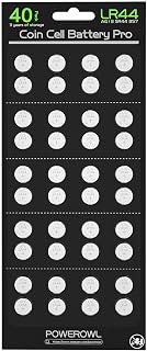 POWEROWL High Capacity LR44 Batteries 40 Pack, L1154F AG13 357 303 SR44 A76 Premium Alkaline Battery 1.5V Button Coin Cell Batteries