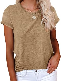 Cicy Bell Women's T-Shirt Blouses and Shirts Crew Neck Cotton Summer Casual Loose Women's T-Shirt