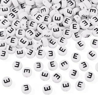 500pcs 7x4mm Acrylic Alphabet Beads Flat Round White Opaque Spacer Loose Beads for Friendship Bracelets Necklace Earrings Jewelry Making DIY Crafts Making