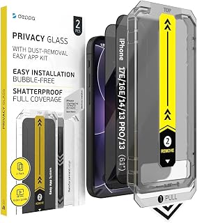Deppa | 2-Pack | Privacy Screen Protector for iPhone 17e/16e/14/13/13 Pro (6.1") with Smart Installation Tray | Dust & Bubble-Free | 9H Tempered Glass | Full Coverage | Easy Install
