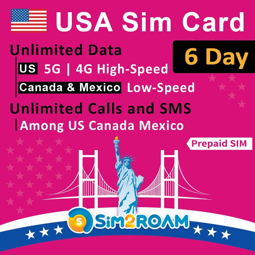 USA Prepaid SIM Card (Use T-Mobile network)|Unlimited 5G/4G Internet Data in USA