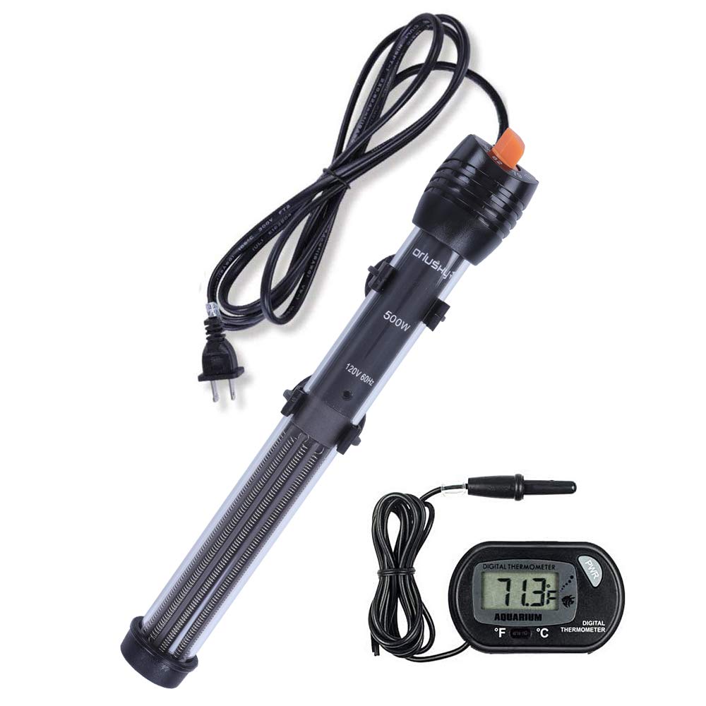 Orlushy Submersible Aquarium Heater,500W Fish Tahk Heater with Adjust Knob Therm