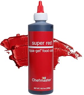 Chefmaster Super Red Liqua-Gel® Food Coloring | Vibrant Color | Professional-Grade Dye for Icing, Frosting, Fondant | Baking & Decorating | Fade-Resistant | Easy-to-Use | Made in USA | 10.5 oz