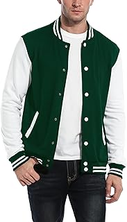COOFANDY Chaqueta de béisbol para hombre de corte delgado Varsity chaqueta de algodón premium, forro polar verde con licencia oficial de star wars silent one crew., XX-Large