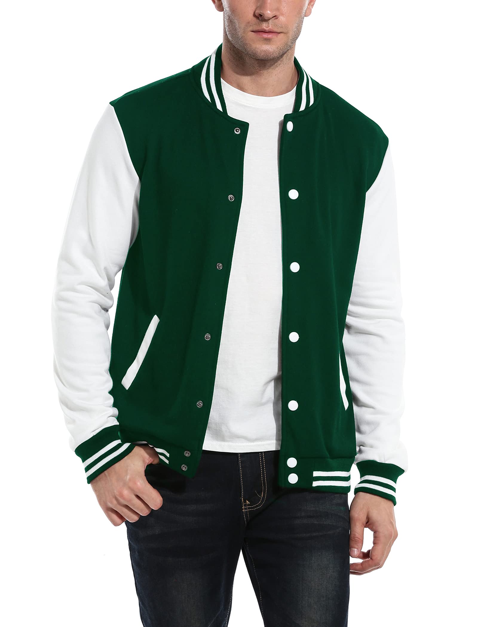 COOFANDY Chaqueta de béisbol para hombre de corte delgado Varsity chaqueta de al