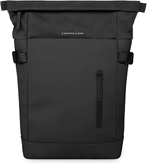 Kapten & Son Aarhus All Black or Navy Blush Backpack | Men & Women | Trendy and Practical Travel Backpack, 14L | Travel Essential Daily, Plane, Work, University | Vegan & Waterproof, 16" PC Holder