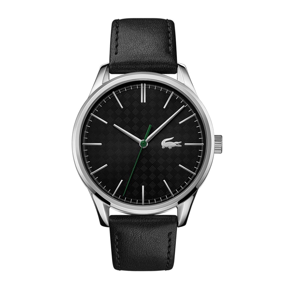 Lacoste Analogue Quartz Watch for Men Vienna Collection with Black Leather Strap