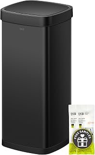 EKO EcoSmart 80L Large Automatic Touchless Waste Bin with Soft Close Lid for Home or Office - Brushed Stainless Steel Matt Black