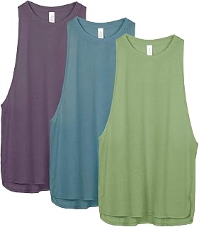 icyzone Sports Top, Women's Loose Breathable Fitness Shirt, Muscle Tank Top, Sports Tops, Pack of 3