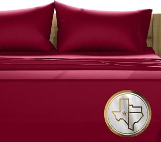 TEXAS LINEN CO. 100% Egyptian Cotton Sheets California King Size - Luxury 1500 Series Couture Comfortin' Collection Cal King Sheet Set Egyptian Cotton, (4 PC, Burgundy), 17" Deep Pocket Bedsheet Set