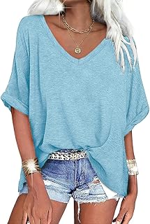 UNCLECAT womens oversized v neck t shirts for women,summer short sleeve shirts for women,loose casual tops