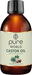Pure World Natural Castor Oil 250ML Cold & Freshly Pressed 100% Pure and Undiluted Hexane Free Nourish Your Skin and Hair Eyebrows, Nails, Beard, Hair, Eyelash Growth Food Grade