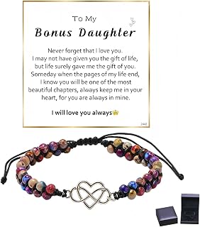 To My Granddaughter/Daughter/Mom-Infinity Forever Love Heart Bracelet,Adjustable Natural Emperor Stone Beaded Bracelet for Women