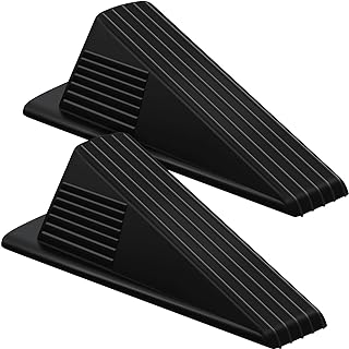 Frienda 2 Pcs Jumbo Door Stoppers Heavy Duty Rubber Doorstop, Black | Jumbo 2" Tall TPR Wedge for Carpet Hardwood Concrete Tile, Non-slip Stopper Design, Stackable for Hotels Homes Offices