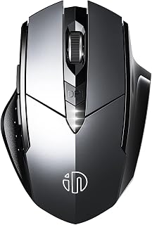 INPHIC Bluetooth Mouse Rechargeable Wireless Mouse Multi-Device (Tri-Mode: BT 5.0/4.0+2.4Ghz Nano Receiver) with Silent, Battery Level Visible Computer Mouse, Gray
