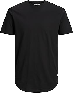 Jack & Jones JJENOA T-Shirt Mode Virilha Curta Plus Size Homens, Round Gola, Short Sleeve, Long,