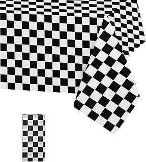 1PC Black and White Checkered PVC Tablecloth Rectangle 54x108 Inch Party Table Cloth Washable Clean Plastic Table Cloth Stain Resistant Waterproof Oilproof for Dinner Party