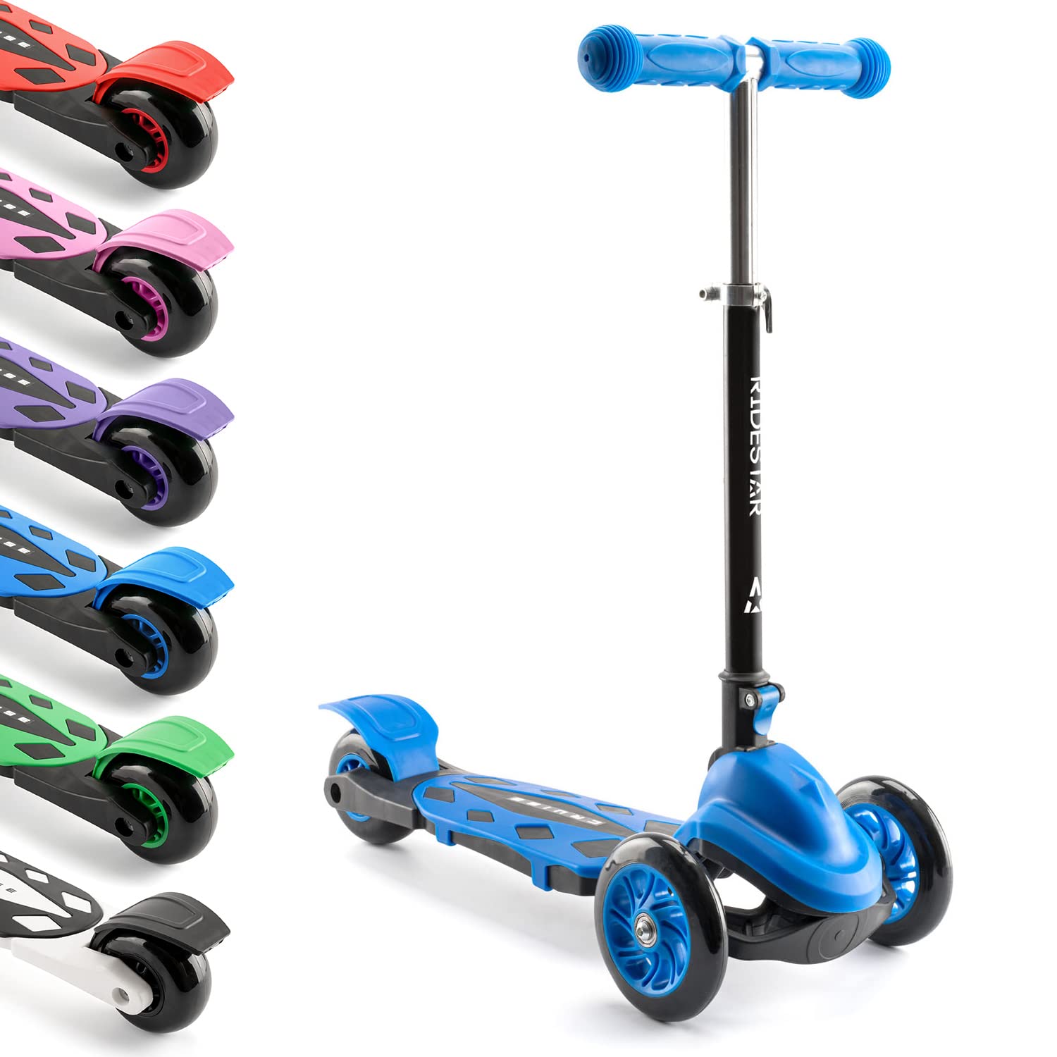 RideStar Cruise Kids 3 Wheel Scooter | 3 Wheel Stability, Tilt-to-Turn Steering,