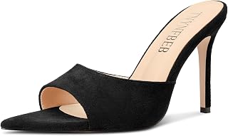 TNYNFBEB Womens Stiletto High Heel Pointed Open Toe Sandals Mules Shoes Slingback Slip-on Prom Party Dress Summer 3.9 Inches Heels