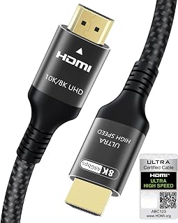 Certified 10K 8K 4K HDMI 2.1 Cable 25FT, 48Gbps Ultra High Speed HDMI® Cord
