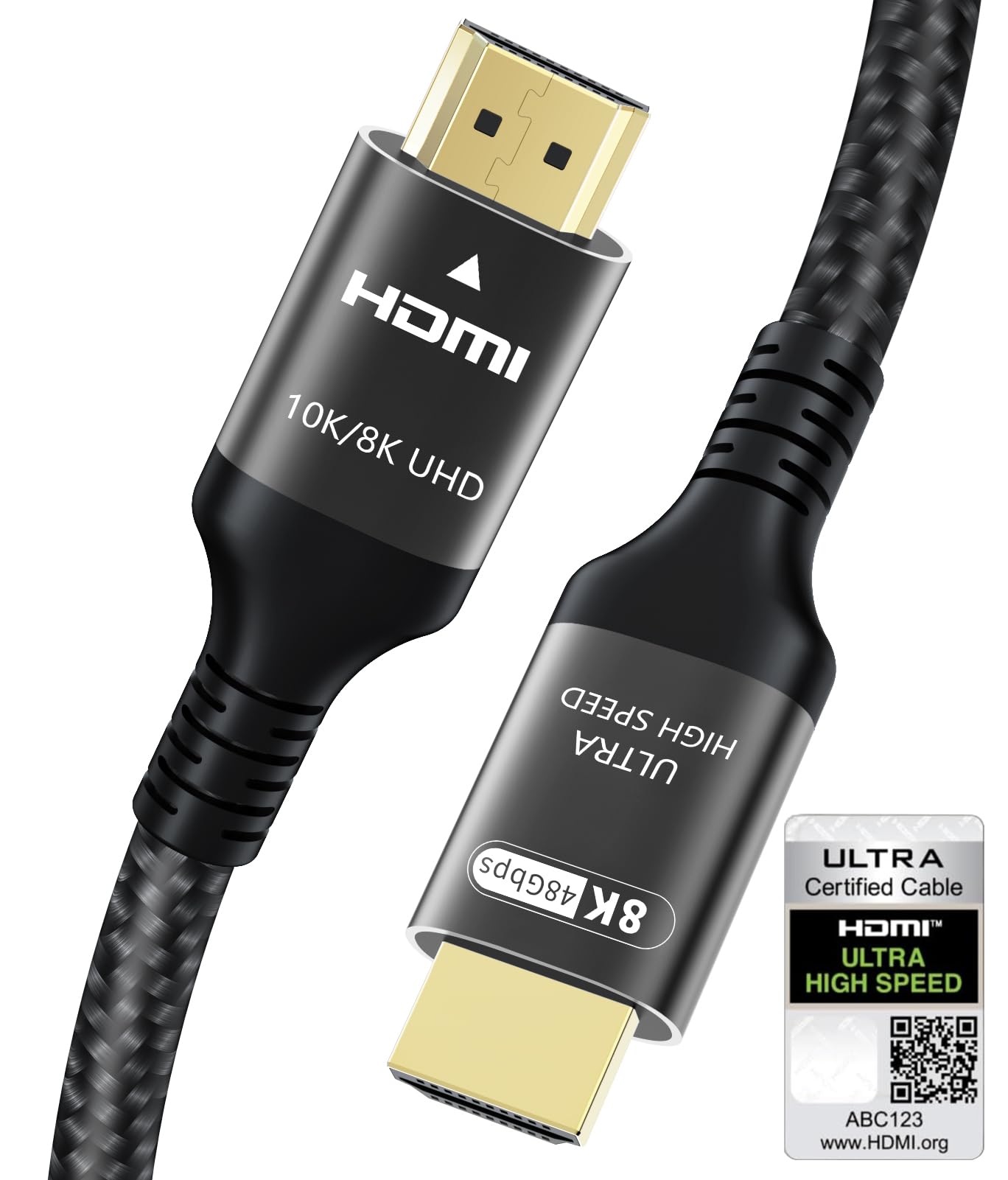 Certified 10K 8K 4K HDMI 2.1 Cable 25FT, 48Gbps Ultra High Speed HDMI® Cord
