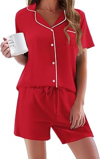 Ekouaer Women's Short Sleeve Sleepwear Soft PJ Set XS-XXL