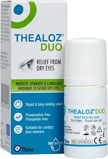 Thealoz Duo Dry Eye Drops, Preservative-Free Dry Eye Relief, 10ml | Contact lens friendly, dual-action hydration, suitable for all ages, 300 drops