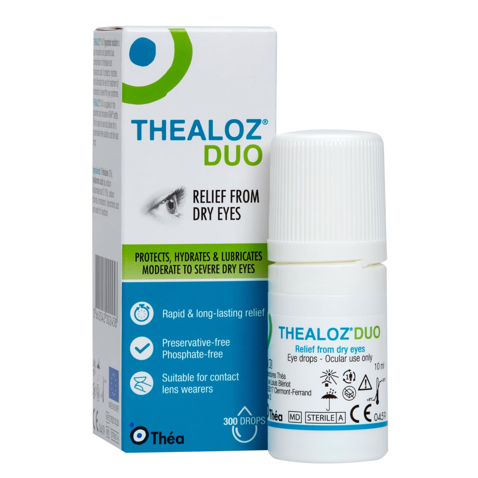 Thealoz Duo Dry Eye Drops, Preservative-Free Dry Eye Relief, 10ml | Contact lens
