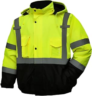 Safety jacket for men,Reflective Hi-Vis Class 3 Jacket (Lime, M)