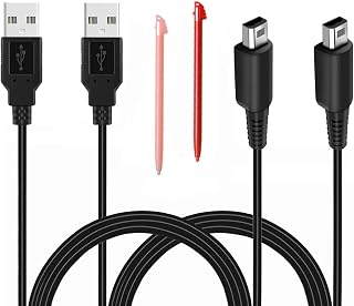 BATSOEASY 2 Pcs 3.9ft USB Charger Cable Compatible with 3DS/ 2DS, Play and Charge Charging Cord Compatible with 3DS/ 2DS/ DSi with 2 Stylus