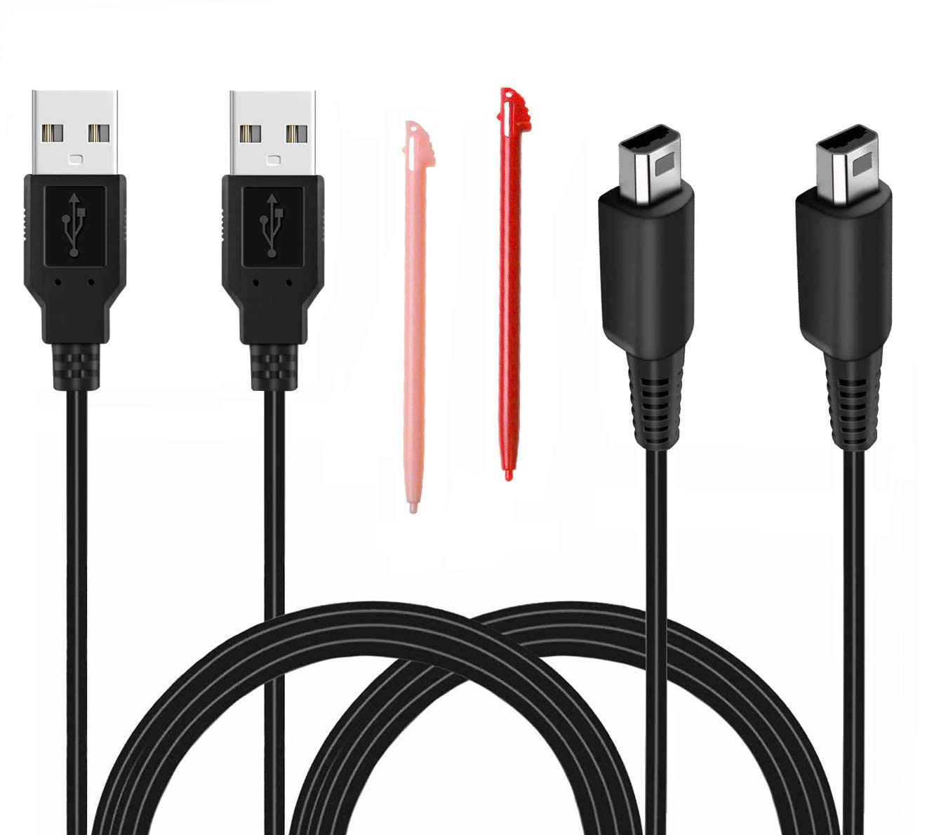 BATSOEASY 2 Pcs 3.9ft USB Charger Cable Compatible with 3DS/ 2DS, Play and Charg