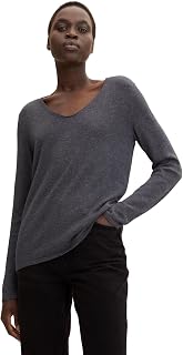 Tom Tailor Basic V-neck, Sweater Women, Grey (30281 - Evident Anthracite Melange), 3XL