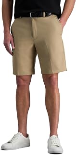 Haggar Men Cool 18 Pro Straight Fit Stretch Solid Flat Front Short Casual Shorts