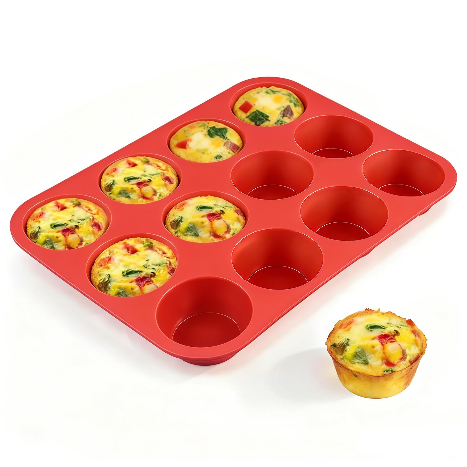 12 Cups Silicone Muffin Pans for Baking Cupcake Pan Nonstick Silicone Molds | Re