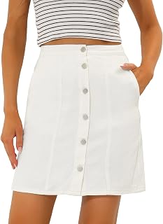 Allegra K Women's Denim Skirts Casual A-Line Short Button Down Jean Skirt