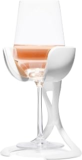 VoChill Stemmed Wine Glass Chiller | Made in USA | Radically cool wine tool – keeps wine perfectly chilled in your glass | Refreezable Chill Cradle actively chills (Quartz, Single VoChill)