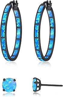 Opal Hoop Earrings for Women Gemstone Big Hoop Earrings 32mm