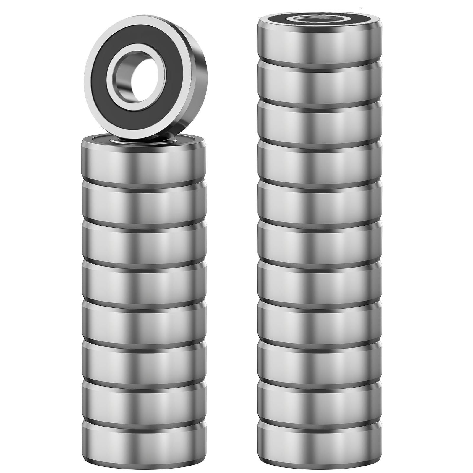 Ball Bearings, 20 Pcs 608 2RS Bearing Steel and Double Rubber Sealed | 8 x 22 x 