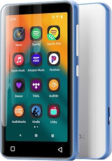 innioasis G1 80GB MP3 Player with Bluetooth and WiFi, Spotify Music Player | 4" Touchscreen, Parental Controls, Audible, Libby, Pandora, Expandable to 1TB, Minitablet, MP3 MP4 Player for Kids Blue White