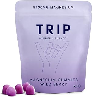 TRIP Magnesium Gummies Wild Berries 5400mg Magnesium Citrate Per Pack, 90mg x 60 Gummies, Highly Absorbable, Electrolyte Balance, Plant Fed, No