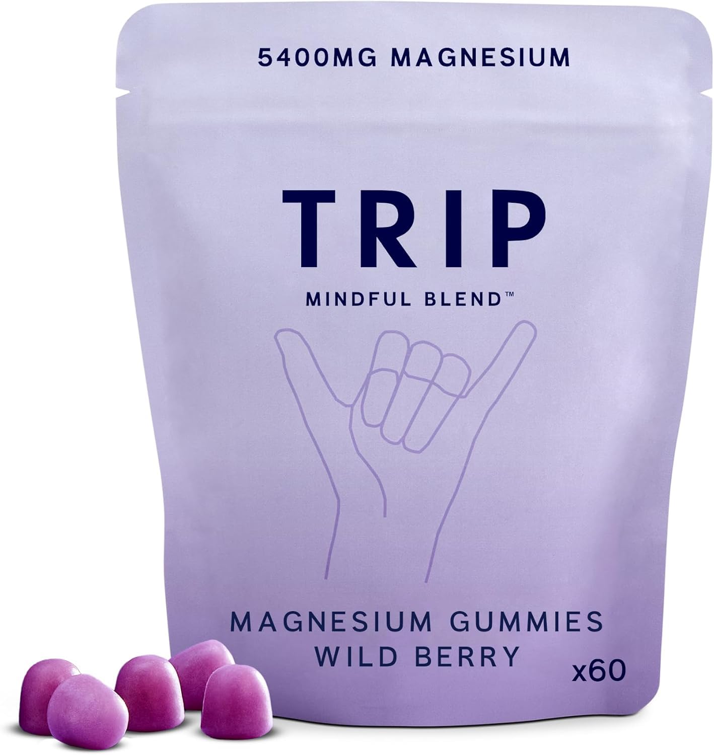 TRIP Magnesium Gummies Wild Berries 5400mg Magnesium Citrate Per Pack, 90mg x 60