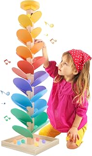 Wooden Marble Run Music Tree Montessori Toys Marble Ball Run for 3-5 | Wood Ball Drop Toys for 4-8 8-12 Color Sorting Learning Game Boys and Girls Birthday Holiday Gift