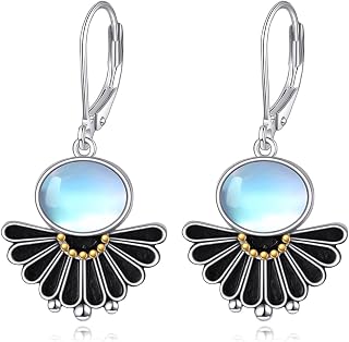 Moonstone Earrings for Women 925 Sterling Silver Irish Celtic Knot Hoop Earrings Leverback Jewelry Gifts