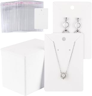 MIAHART 150 Set Earring Holder Cards Necklace Display Cards with 150pcs Bags for Selling DIY Ear Studs, Earrings and Jewelry Display (White)