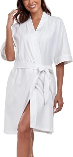 EA'S SECRET Accappatoi corti estivi da donna in 100% cotone, leggero, morbido, lavorato a maglia, con tasche, confezione da 1